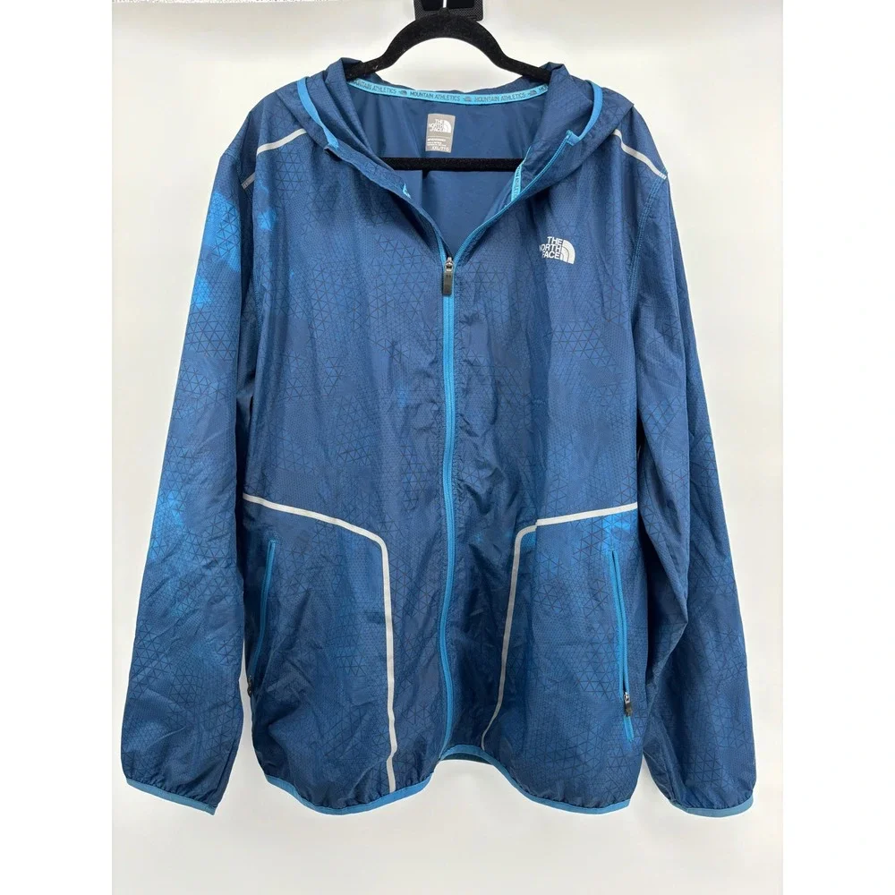 The North Face Mountain Athletics Blue Geometric Windbreaker Jacket Mens XXL